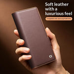 QIALINO For Samsung Galaxy Z Fold8 Ultra Case Flip Stand Genuine Cow Leather Phone Cover