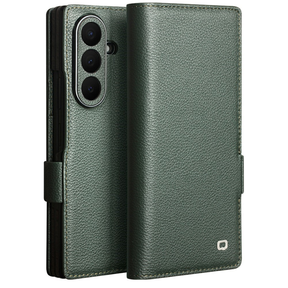 QIALINO For Samsung Galaxy Z Fold8 Ultra Case Flip Stand Genuine Cow Leather Phone Cover