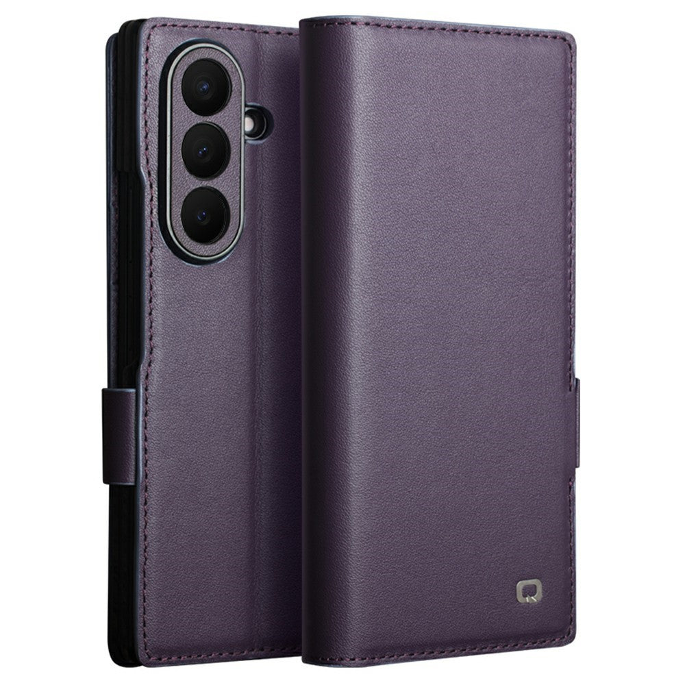 QIALINO For Samsung Galaxy Z Fold8 Ultra Case Flip Stand Genuine Cow Leather Phone Cover