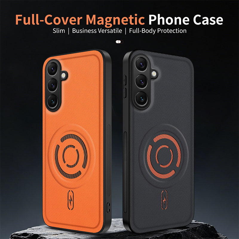 WANLONFENG for Samsung Galaxy A54 5G KJB Series Magnetic Case Tech Fabric Texture PC+TPU Shockproof Phone Cover