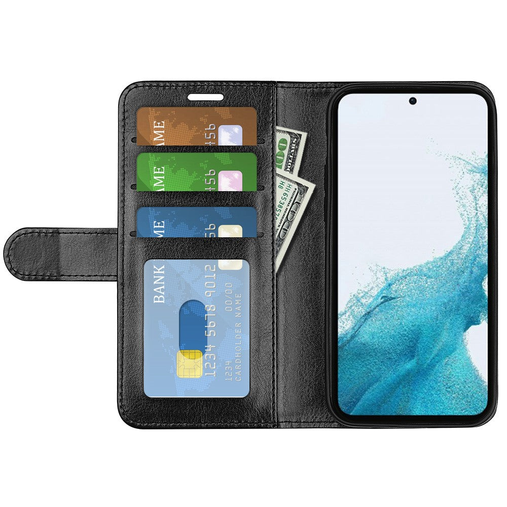 Anti-scratch Folio Flip Phone Case For Samsung Galaxy A54 5G Crazy Horse Texture PU Leather + TPU Phone Cover Stand Wallet
