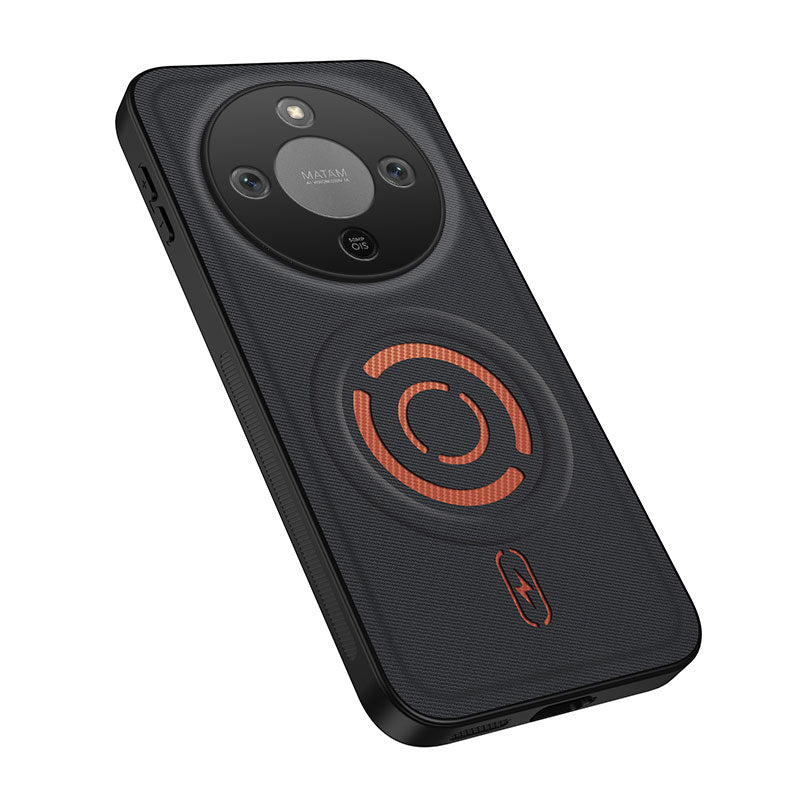 WANLONFENG for Honor X70 5G / Honor X9d 5G / Honor Magic8 Lite 5G KJB Series Magnetic Case Tech Fabric Texture PC+TPU Shockproof Phone Cover