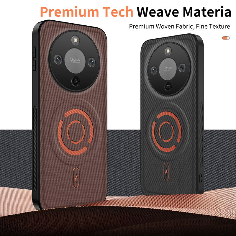 WANLONFENG for Honor X70 5G / Honor X9d 5G / Honor Magic8 Lite 5G KJB Series Magnetic Case Tech Fabric Texture PC+TPU Shockproof Phone Cover