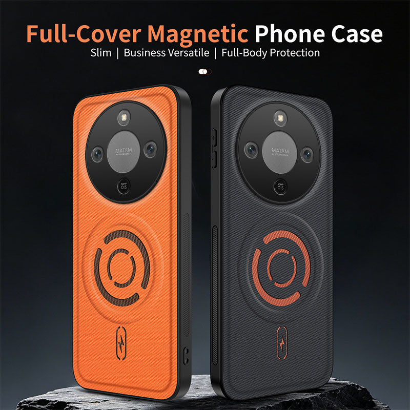 WANLONFENG for Honor X70 5G / Honor X9d 5G / Honor Magic8 Lite 5G KJB Series Magnetic Case Tech Fabric Texture PC+TPU Shockproof Phone Cover