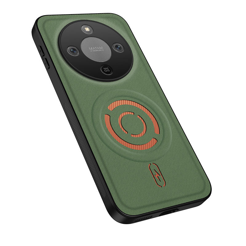 WANLONFENG for Honor X70 5G / Honor X9d 5G / Honor Magic8 Lite 5G KJB Series Magnetic Case Tech Fabric Texture PC+TPU Shockproof Phone Cover