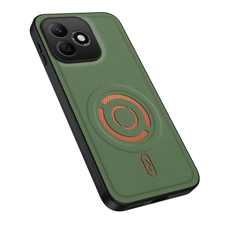 WANLONFENG til Honor X8d 4G KJB Series magnetisk etui, tech-stoftekstur PC+TPU stødsikkert telefoncover