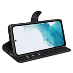 Samsung Galaxy A54 5G Litchitextur Anti-fall Mobilskal PU-läder + TPU Folio Flip Magnetiskt Spänne Stativ Plånboksskal