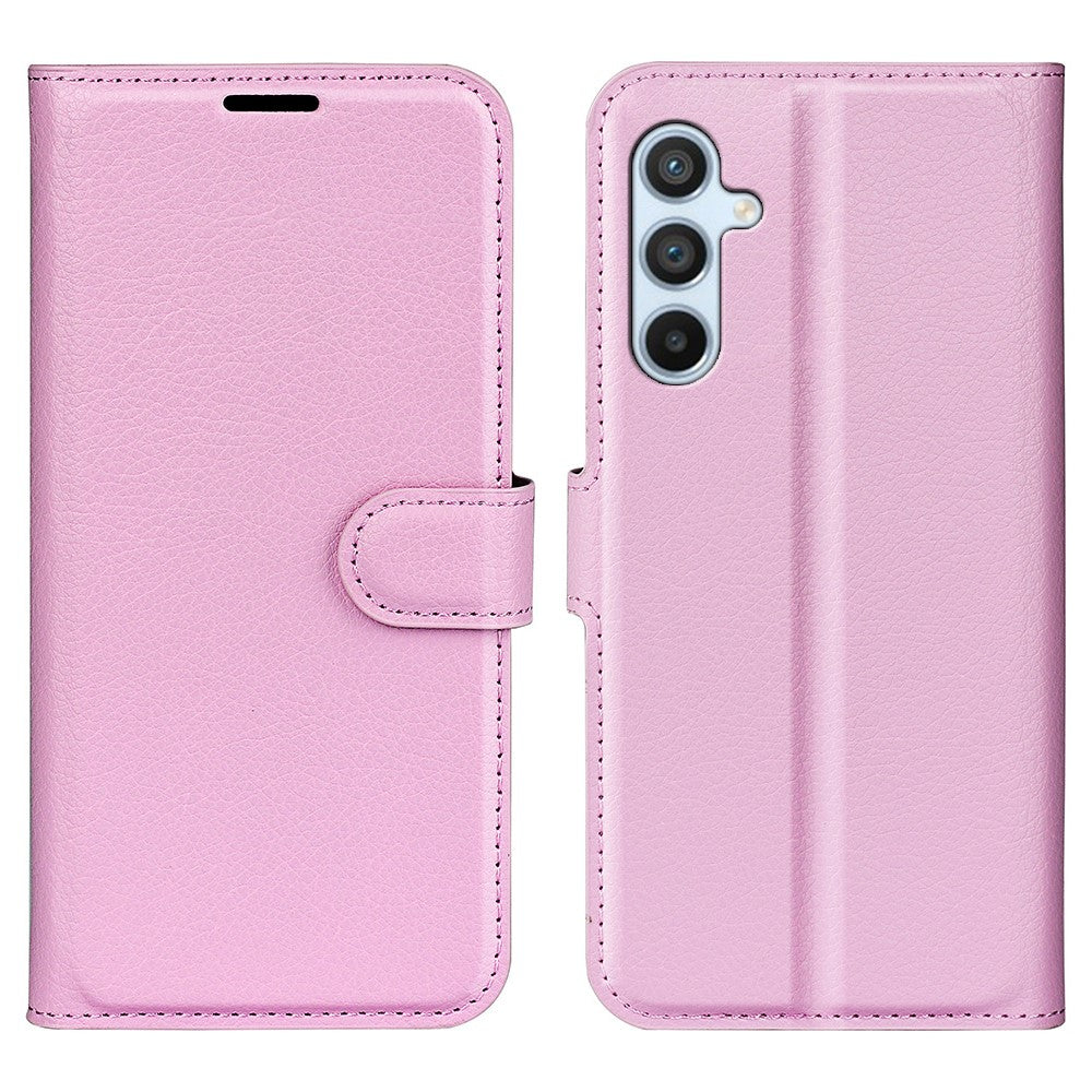 Samsung Galaxy A54 5G Litchitextur Anti-fall Mobilskal PU-läder + TPU Folio Flip Magnetiskt Spänne Stativ Plånboksskal