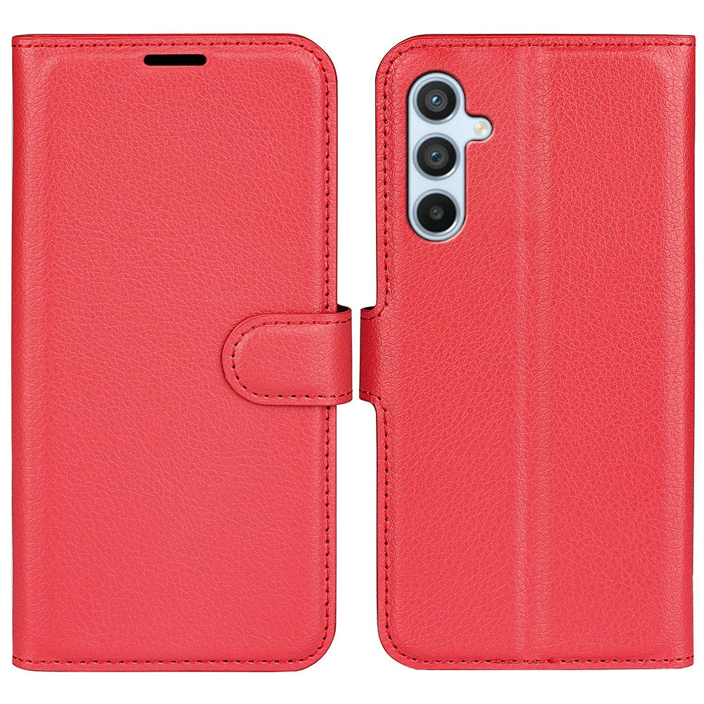 Samsung Galaxy A54 5G Litchitextur Anti-fall Mobilskal PU-läder + TPU Folio Flip Magnetiskt Spänne Stativ Plånboksskal