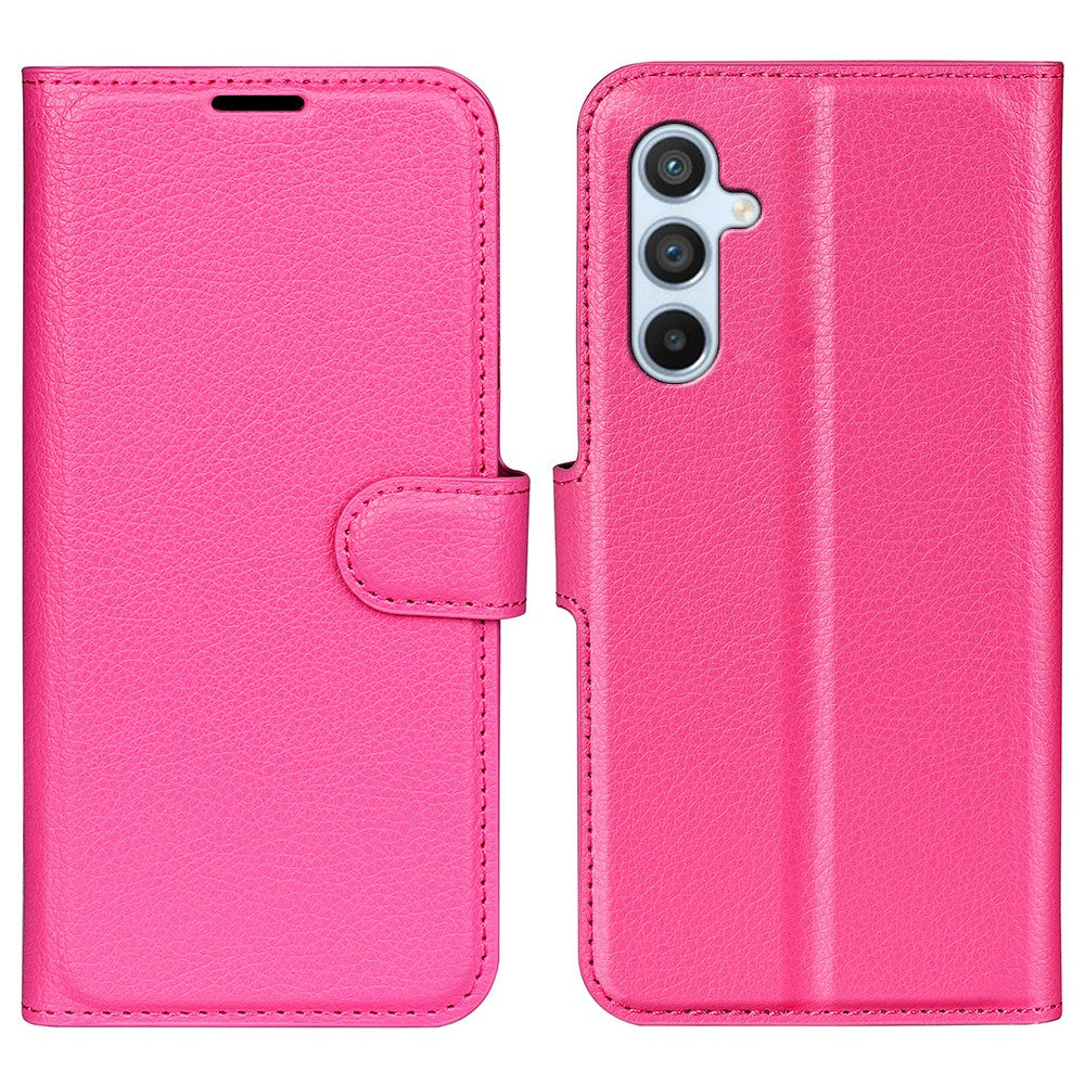 Samsung Galaxy A54 5G Litchitextur Anti-fall Mobilskal PU-läder + TPU Folio Flip Magnetiskt Spänne Stativ Plånboksskal