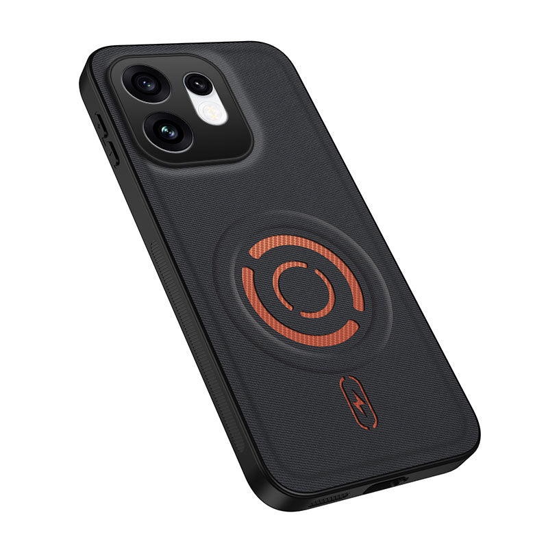WANLONFENG for Oppo Reno16 5G (Global) KJB Series Magnetic Case Tech Fabric Texture PC+TPU Shockproof Phone Cover