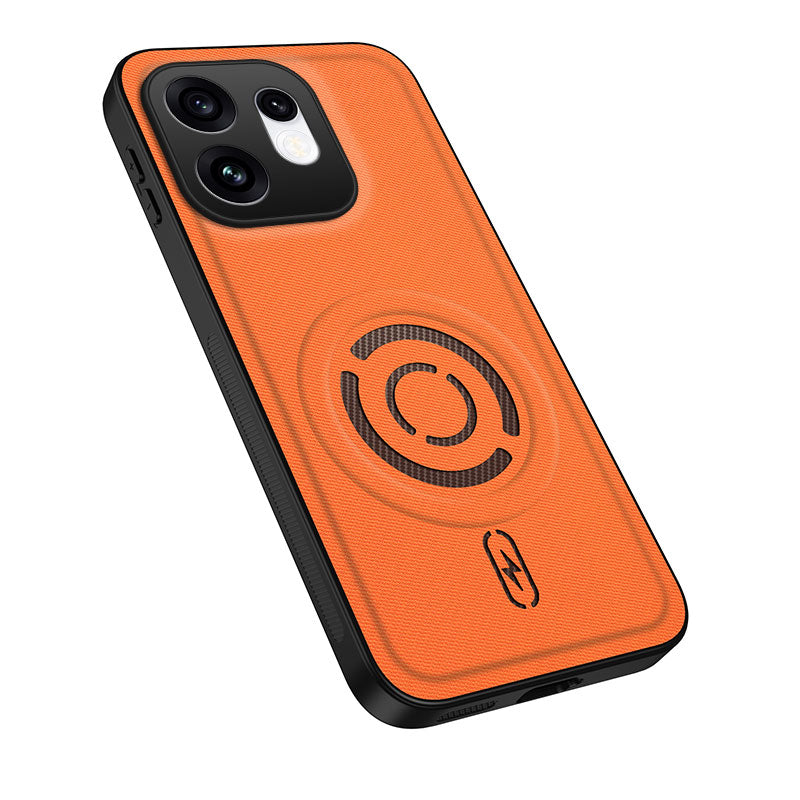 WANLONFENG for Oppo Reno16 5G (Global) KJB Series Magnetic Case Tech Fabric Texture PC+TPU Shockproof Phone Cover