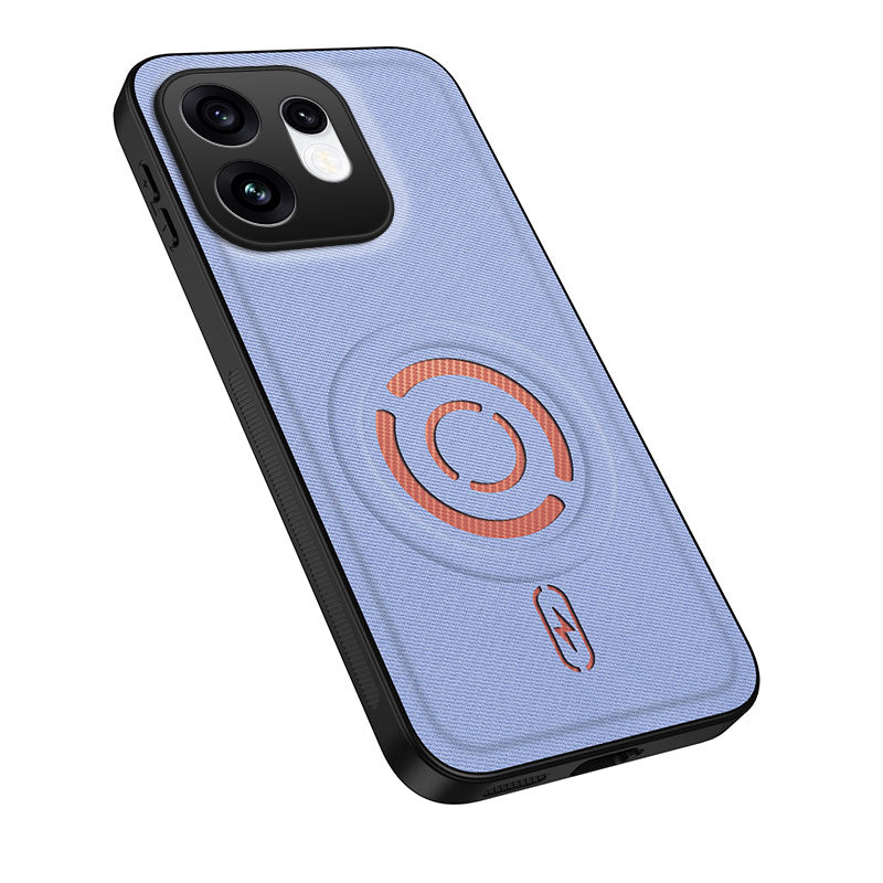 WANLONFENG for Oppo Reno16 5G (Global) KJB Series Magnetic Case Tech Fabric Texture PC+TPU Shockproof Phone Cover