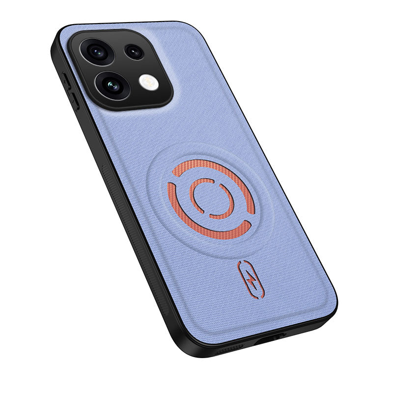 WANLONFENG til Oppo Reno16 F 5G / Oppo Reno16 FS 5G KJB Series Magnetisk Cover med Tech Fabric Tekstur, PC+TPU Stødsikkert Telefoncover