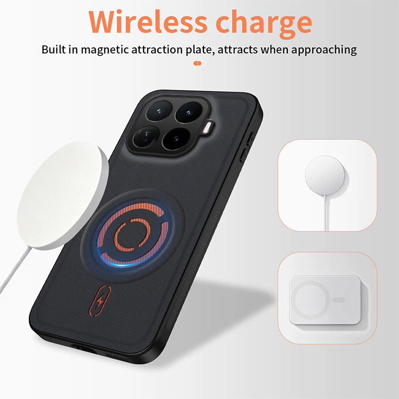 WANLONFENG for Xiaomi 17T Pro KJB Series Magnetic Case Tech Fabric Texture PC+TPU Shockproof Phone Cover