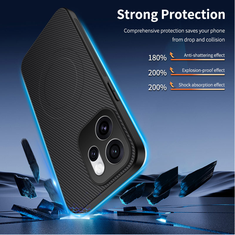 WANLONFENG för Oppo Reno16 5G (Global) TQ-serien Magnetiskt skal Kolfiberstruktur PC TPU mobilskal