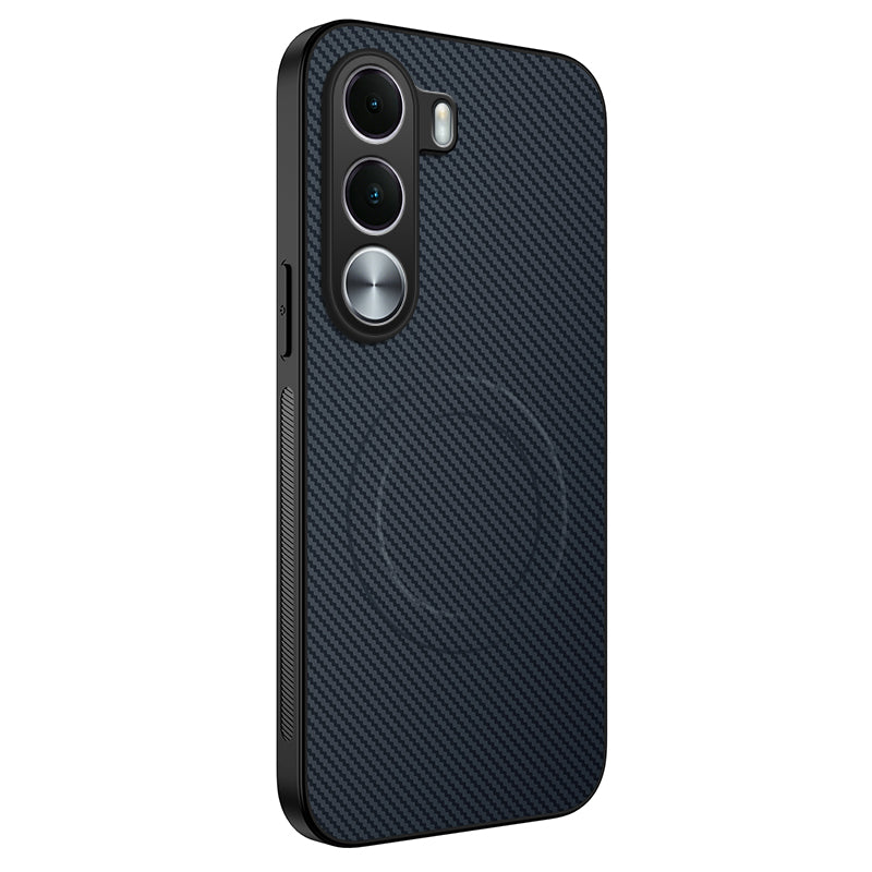 WANLONFENG til Realme C100x 4G / Realme C100i 4G TQ Series magnetisk etui kulfibertekstur PC TPU telefoncover