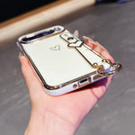 For Google Pixel 10 Pro XL Case Electroplated Heart Pattern TPU Phone Back Cover with Wristband Kickstand