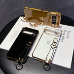 For Google Pixel 10 Pro XL Case Electroplated Heart Pattern TPU Phone Back Cover with Wristband Kickstand