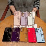 Til Samsung Galaxy A36 5G / A56 5G etui elektrobelagt hjerte mønster TPU telefonbagcover med håndledsrem/stativ