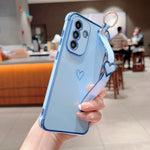 Til Samsung Galaxy A36 5G / A56 5G etui elektrobelagt hjerte mønster TPU telefonbagcover med håndledsrem/stativ