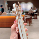 Til Samsung Galaxy A36 5G / A56 5G etui elektrobelagt hjerte mønster TPU telefonbagcover med håndledsrem/stativ
