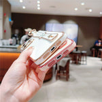 For iPhone 15 Pro Max Case Heart Wristband Kickstand Electroplated TPU Phone Cover
