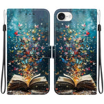 For iPhone 17th / 16th Case Pattern Printing PU Leather Wallet Flip Stand Phone Cover with Wrist Strap