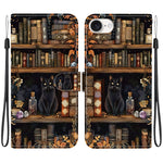 For iPhone 17th / 16th Case Pattern Printing PU Leather Wallet Flip Stand Phone Cover with Wrist Strap