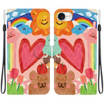 For iPhone 17th / 16th Case Pattern Printing PU Leather Wallet Flip Stand Phone Cover with Wrist Strap