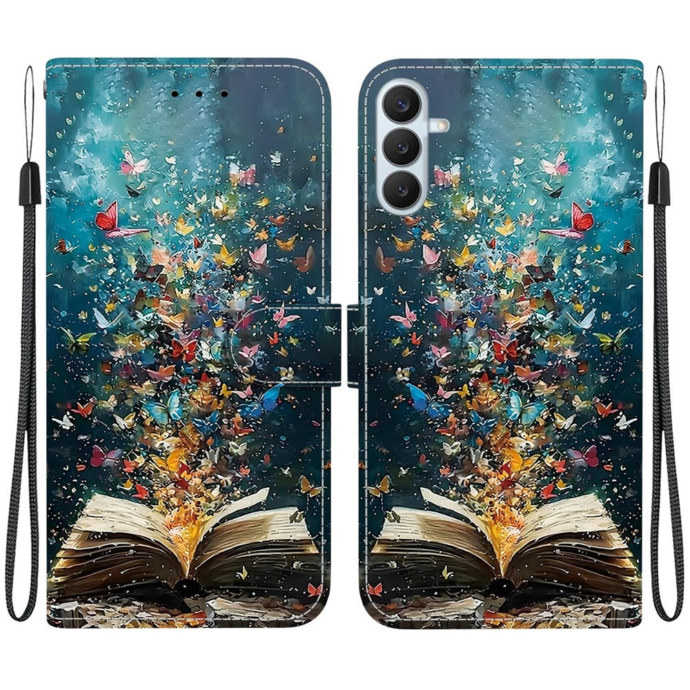 For Samsung Galaxy S26+ Case Pattern Printing PU Leather Wallet Flip Stand Phone Cover with Wrist Strap