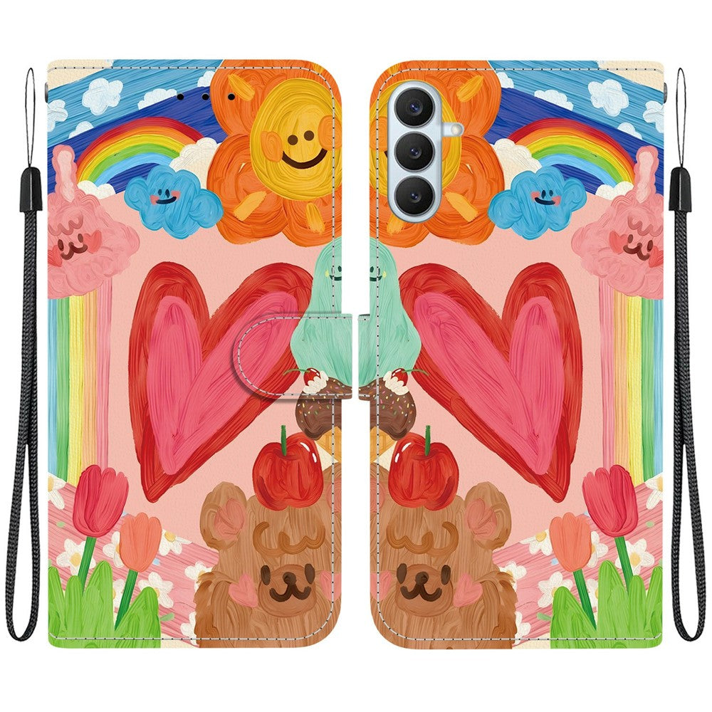 For Samsung Galaxy S26+ Case Pattern Printing PU Leather Wallet Flip Stand Phone Cover with Wrist Strap