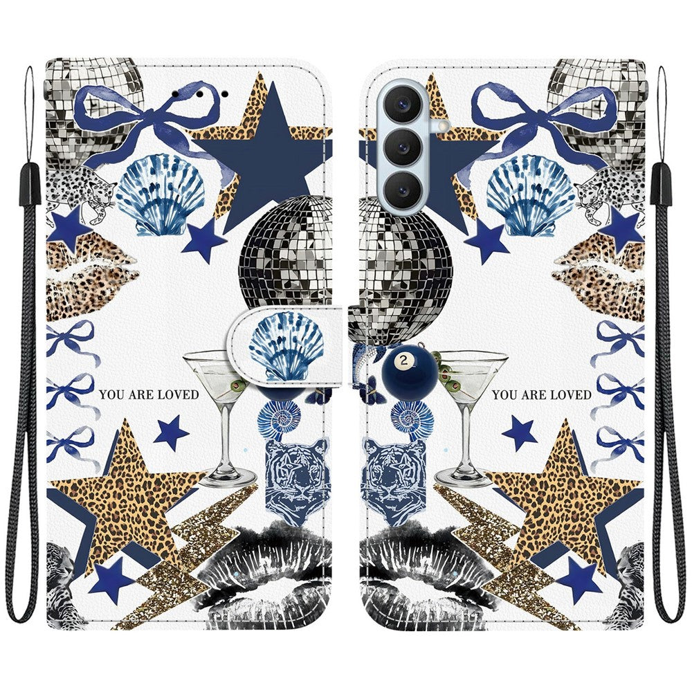 For Samsung Galaxy S26+ Case Pattern Printing PU Leather Wallet Flip Stand Phone Cover with Wrist Strap