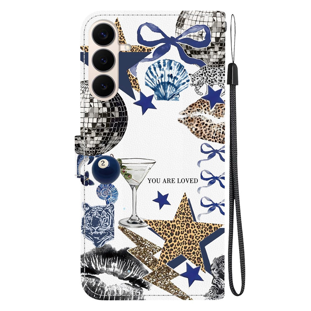 For Samsung Galaxy S26 FE Case Pattern Printing PU Leather Wallet Flip Stand Phone Cover with Wrist Strap