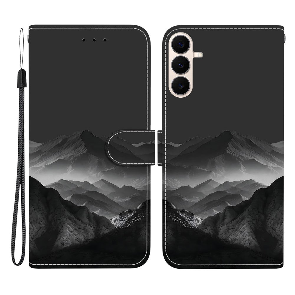 For Samsung Galaxy S26 FE Case Pattern Printing PU Leather Wallet Flip Stand Phone Cover with Wrist Strap