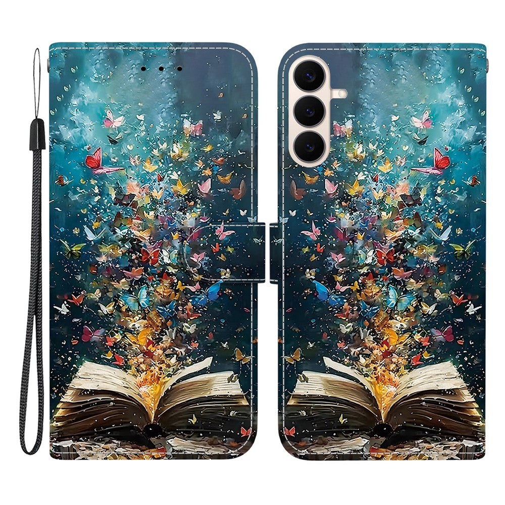 For Samsung Galaxy S26 FE Case Pattern Printing PU Leather Wallet Flip Stand Phone Cover with Wrist Strap