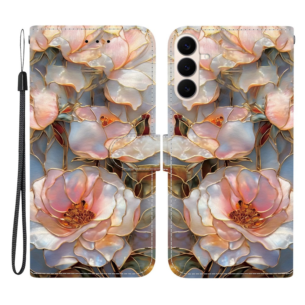 For Samsung Galaxy S26 FE Case Pattern Printing PU Leather Wallet Flip Stand Phone Cover with Wrist Strap