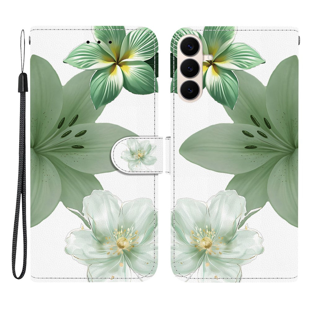 For Samsung Galaxy S26 FE Case Pattern Printing PU Leather Wallet Flip Stand Phone Cover with Wrist Strap