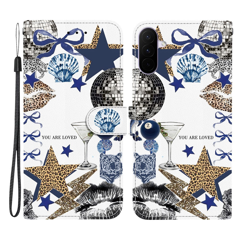For Samsung Galaxy A27 5G Case Pattern Printing PU Leather Wallet Flip Stand Phone Cover with Wrist Strap