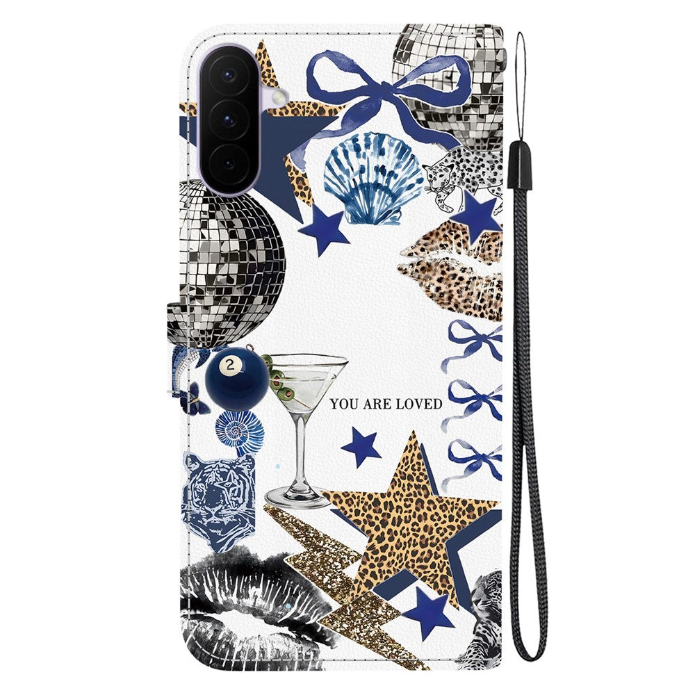 For Samsung Galaxy A27 5G Case Pattern Printing PU Leather Wallet Flip Stand Phone Cover with Wrist Strap
