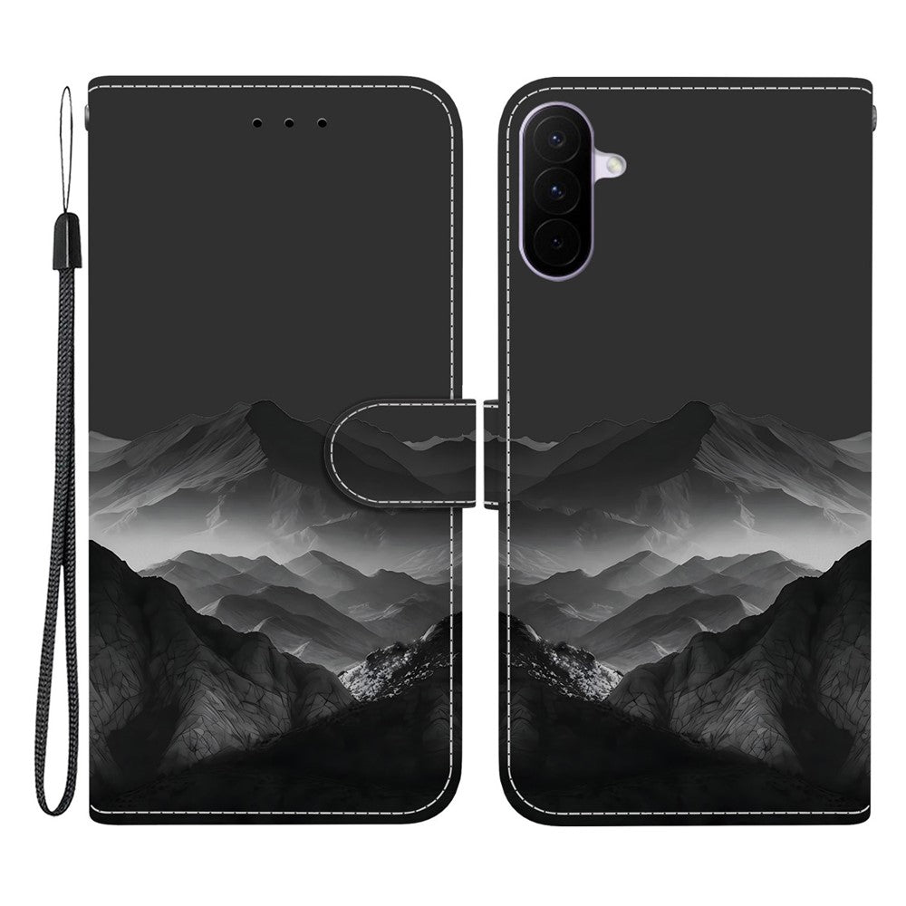 For Samsung Galaxy A27 5G Case Pattern Printing PU Leather Wallet Flip Stand Phone Cover with Wrist Strap
