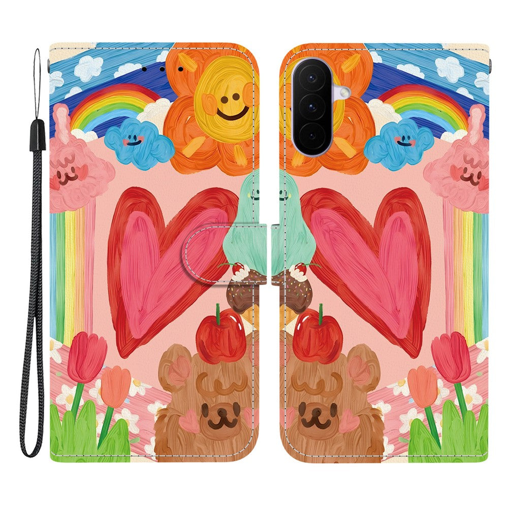 For Samsung Galaxy A27 5G Case Pattern Printing PU Leather Wallet Flip Stand Phone Cover with Wrist Strap