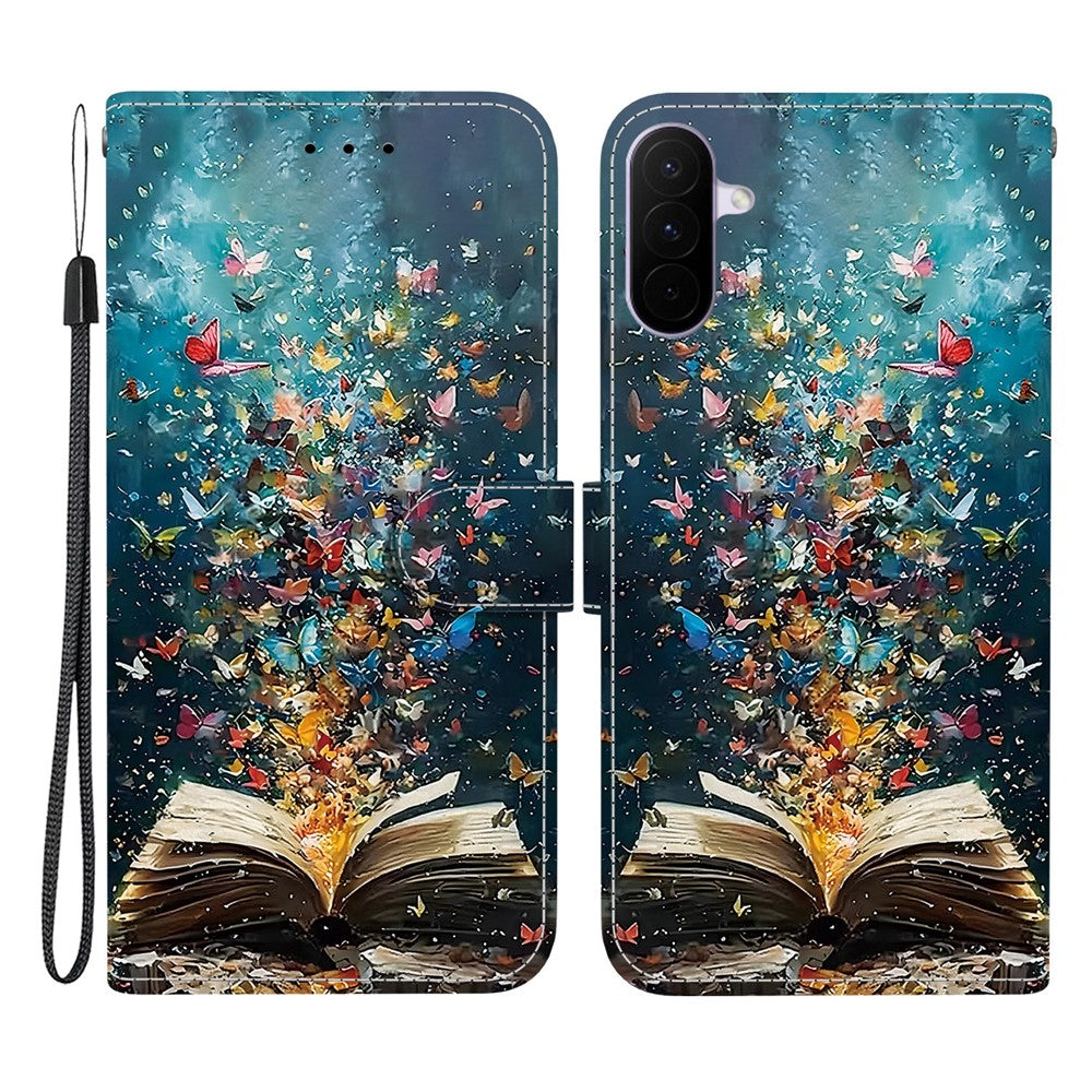 For Samsung Galaxy A27 5G Case Pattern Printing PU Leather Wallet Flip Stand Phone Cover with Wrist Strap