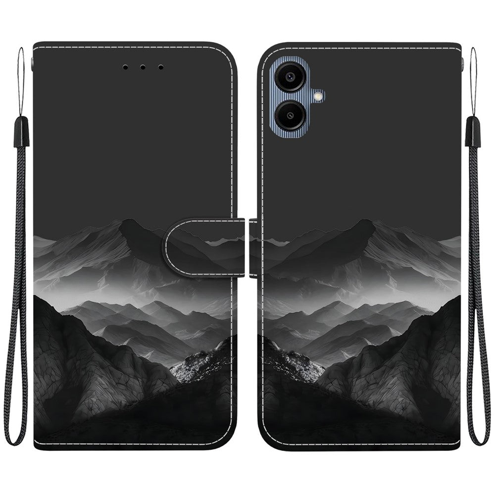 For Samsung Galaxy A08 4G / A07 4G Case Pattern Printing PU Leather Wallet Flip Stand Phone Cover with Wrist Strap