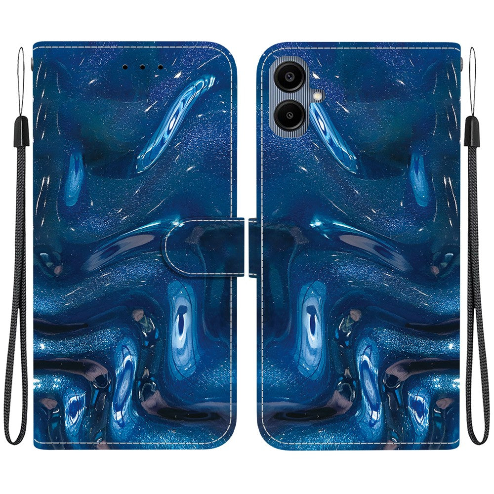 For Samsung Galaxy A08 4G / A07 4G Case Pattern Printing PU Leather Wallet Flip Stand Phone Cover with Wrist Strap