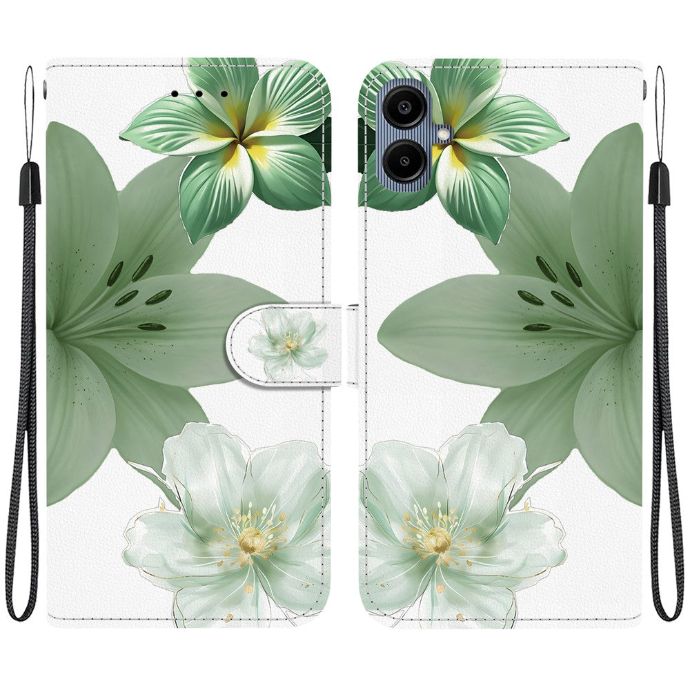 For Samsung Galaxy A08 4G / A07 4G Case Pattern Printing PU Leather Wallet Flip Stand Phone Cover with Wrist Strap