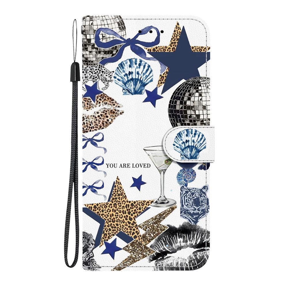 For Samsung Galaxy A37 5G / A36 5G Case Pattern Printing PU Leather Wallet Flip Stand Phone Cover with Wrist Strap