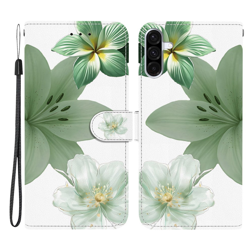 For Samsung Galaxy A37 5G / A36 5G Case Pattern Printing PU Leather Wallet Flip Stand Phone Cover with Wrist Strap