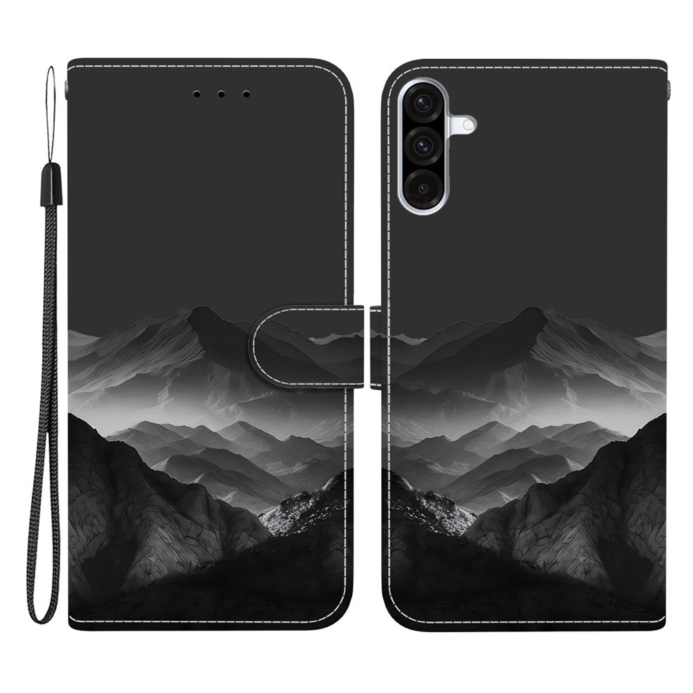 Til Samsung Galaxy A56 5G Etui Mønstertryk PU Læder Wallet Flip Stand Telefon Cover med Håndledsrem