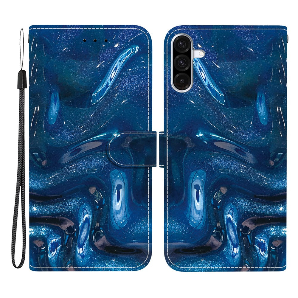Til Samsung Galaxy A56 5G Etui Mønstertryk PU Læder Wallet Flip Stand Telefon Cover med Håndledsrem